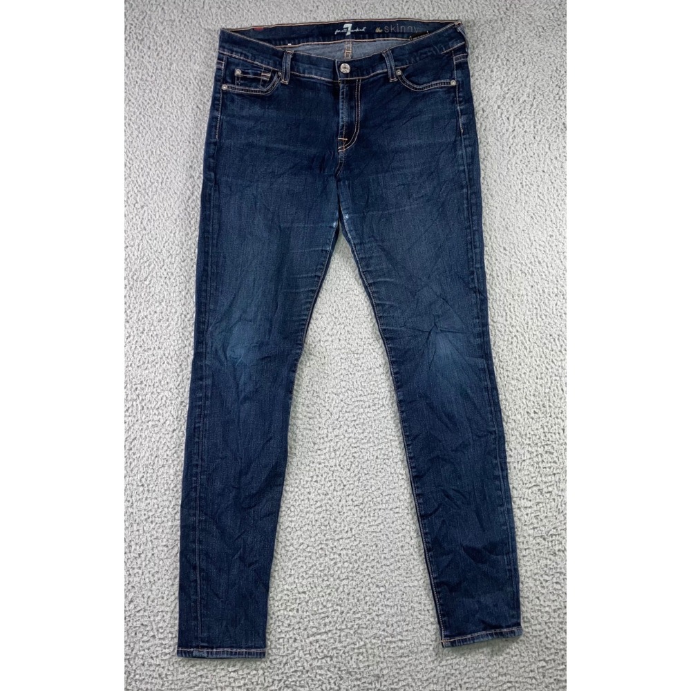 7 For All Mankind‎ The Skinny Jeans Women 31x29 Dark Wash Denim Stretch Pants